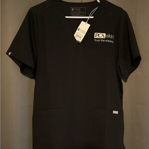 FIGS Casma 3-pocket Scrub Top PCA Skin embroidery.